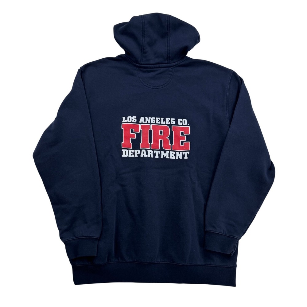 Carhartt Mens XL Los Angeles Co Fire Dept Hoodie Navy Blue Loose Fit